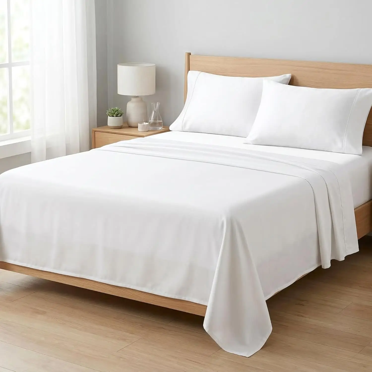 Queen Size 100% Cotton Sateen Sheets, Silky Smooth & Cool Touch, 16" Deep Pocket, 4-Piece White
Queen Size 100% Cotton Sateen Sheets, Silky Smooth & Cool Touch, 16" Deep Pocket, 4-Piece White