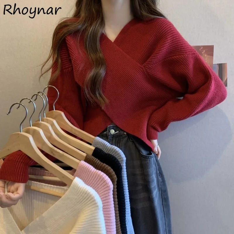 Pullovers Women Asymmetrical Tops Criss-cross Solid Simple All-match Baggy Tender Skin-friendly Cropped V-neck Sweater Ulzzang
Pullovers Women Asymmetrical Tops Criss-cross Solid Simple All-match Baggy Tender Skin-friendly Cropped V-neck Sweater Ulzzang
