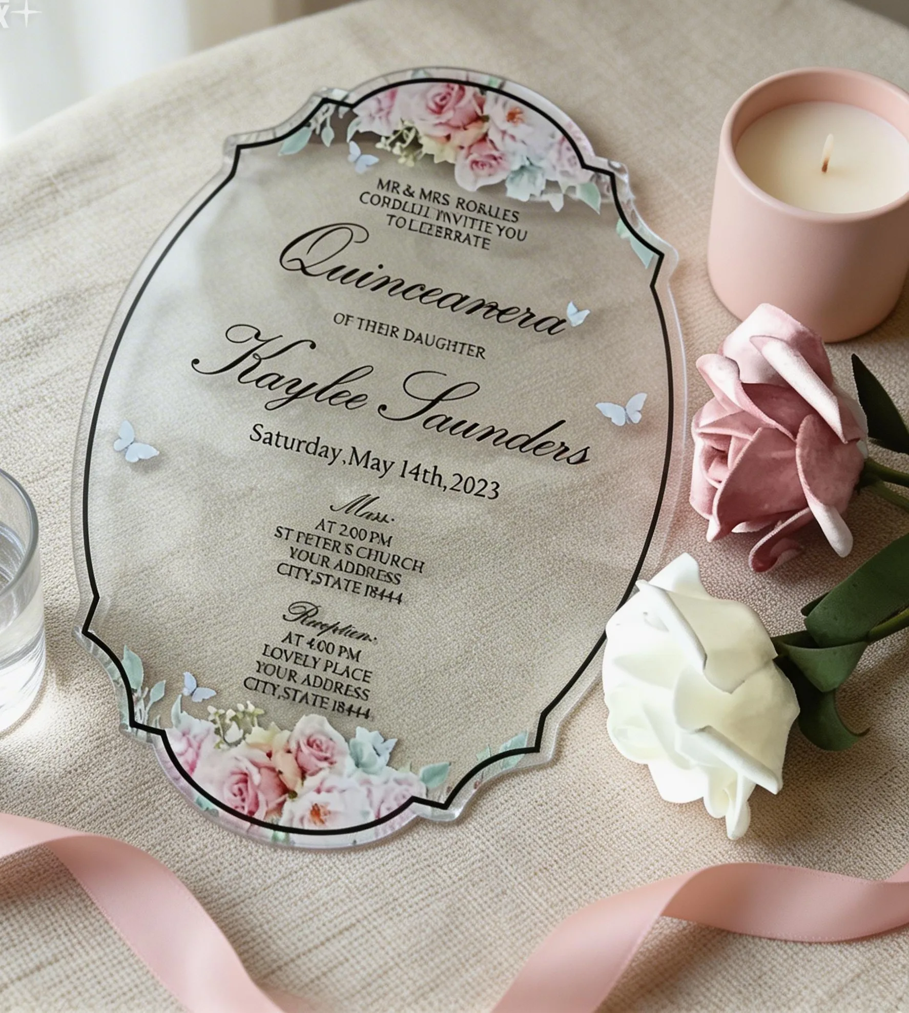 10Pcs Luxury Custom Acrylic Quinceanera Invitations,Elegant Transparent Cards for 15th Birthday,Personalized Party Favors & Deco
10Pcs Luxury Custom Acrylic Quinceanera Invitations,Elegant Transparent Cards for 15th Birthday,Personalized Party Favors & Deco