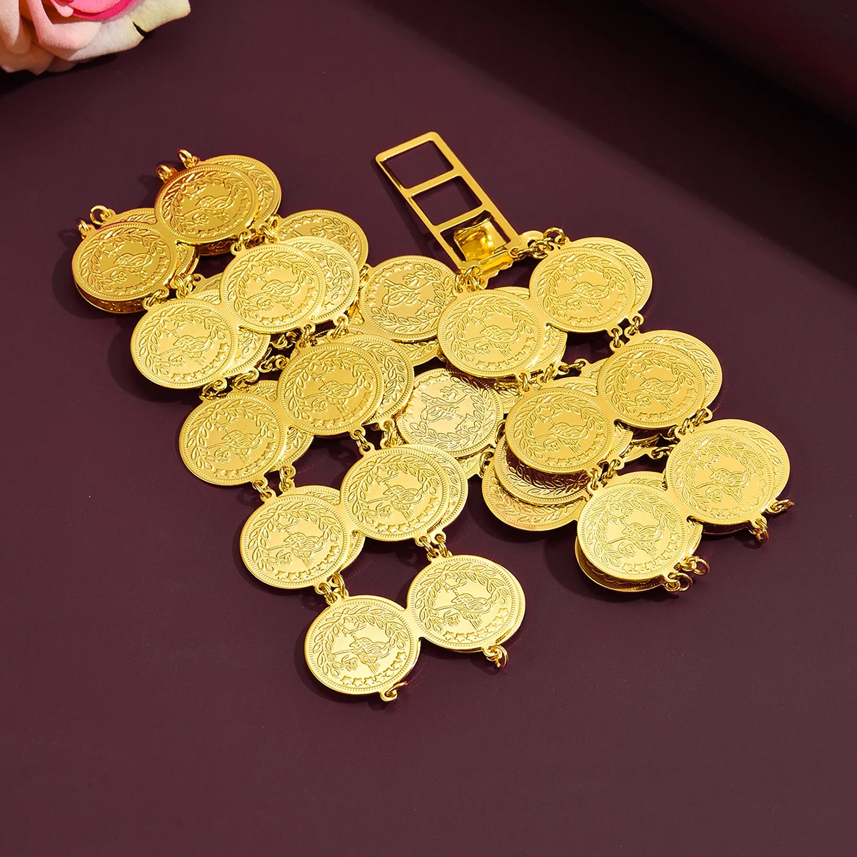 Ethnic Golden Double-Layer Coin Belt, Engraved Design For Wedding Party Festival Bride Dress Fashion Accessory
Ethnic Golden Double-Layer Coin Belt, Engraved Design For Wedding Party Festival Bride Dress Fashion Accessory