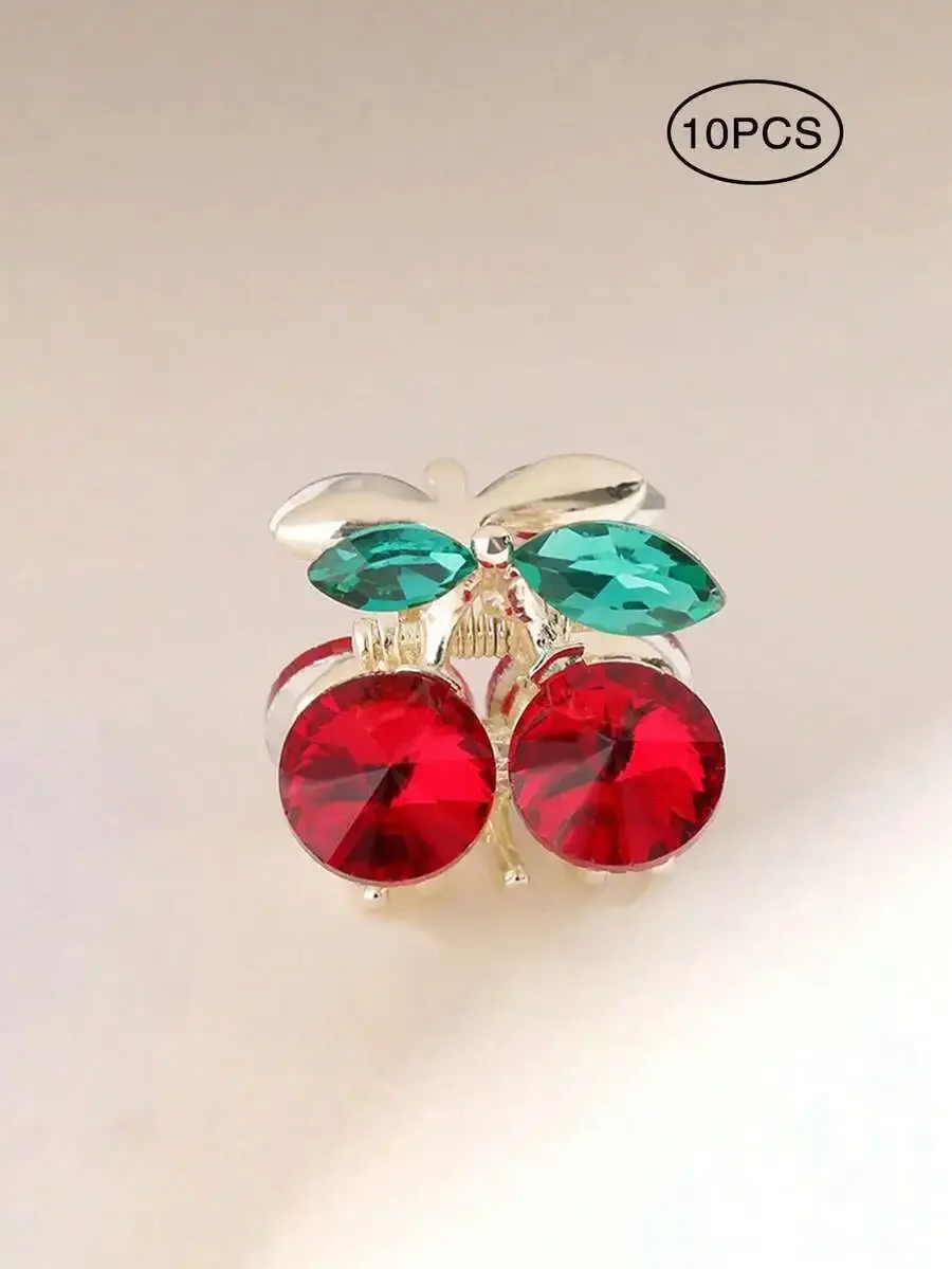 10pcs Red Green Crystal Cherry Hair Clips For Women Fashion Barrettes Party Accessories
10pcs Red Green Crystal Cherry Hair Clips For Women Fashion Barrettes Party Accessories