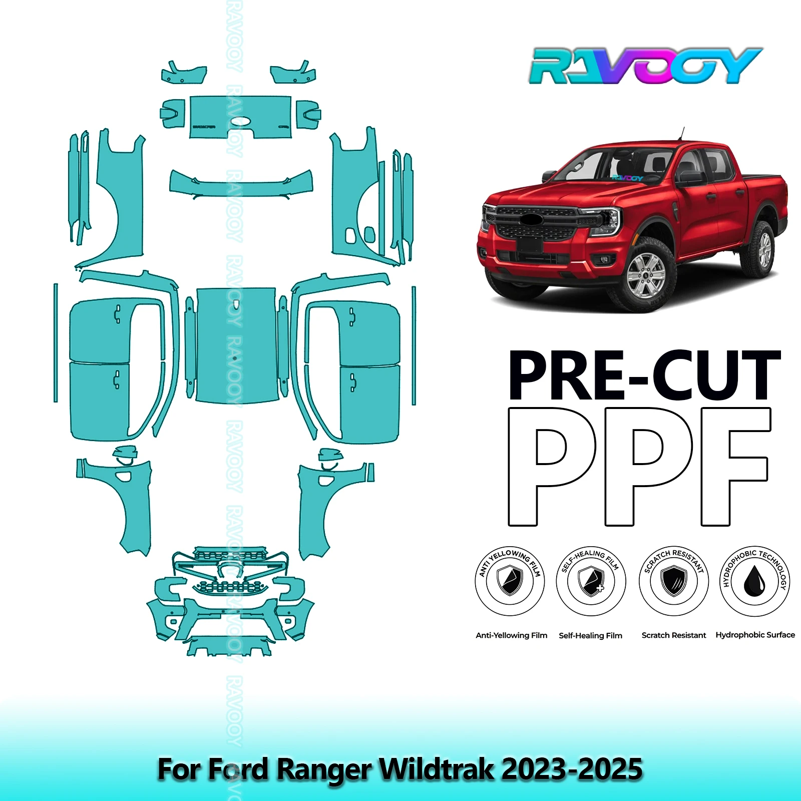 Car Precut PPF Paint Protection Film Full Vehicle For Ford Ranger Wildtrak 2023-2025
Car Precut PPF Paint Protection Film Full Vehicle For Ford Ranger Wildtrak 2023-2025
