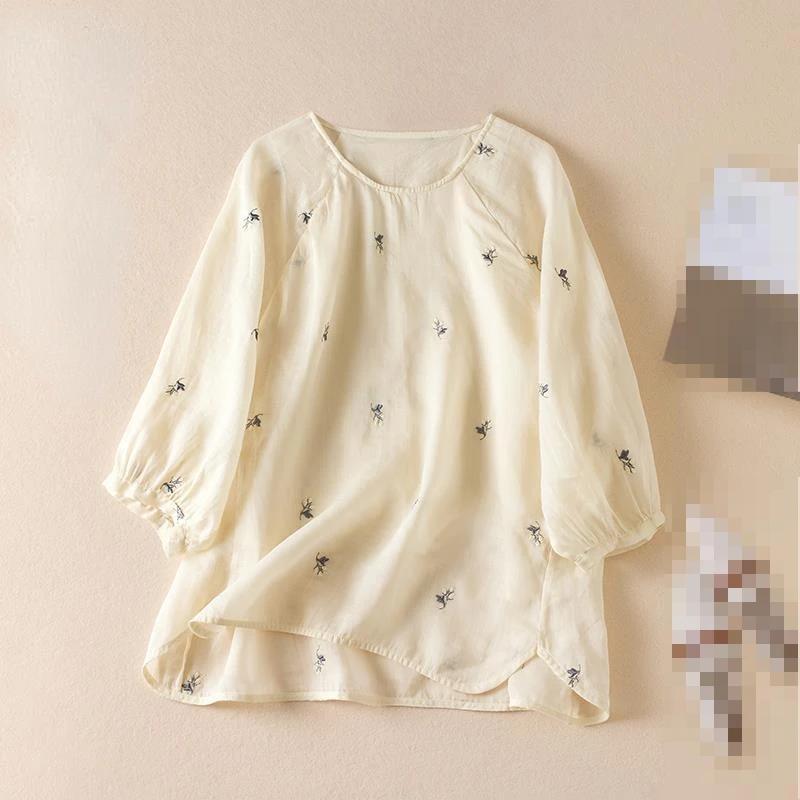 New Summer Fashion Woman Blouse 2023 Solid Color Round Neck Cropped Sleeves Leisure Embroidery Shirts and Blouses for Women
New Summer Fashion Woman Blouse 2023 Solid Color Round Neck Cropped Sleeves Leisure Embroidery Shirts and Blouses for Women