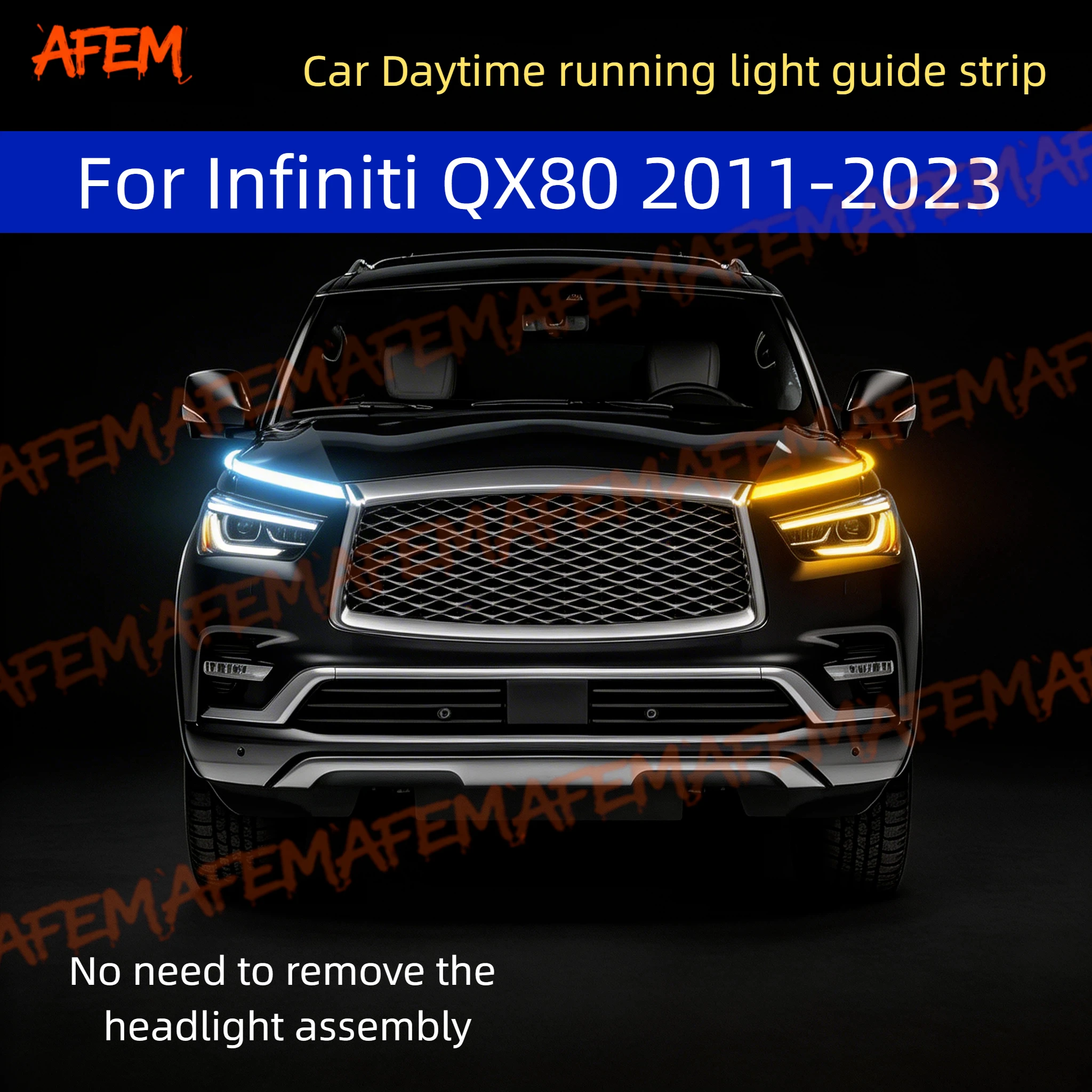 Car DRL Daytime Running Light Start Scan Style Sequential Flowing Turn Signal Light Ultra-Thin LED For Infiniti QX80 2011-2023
Car DRL Daytime Running Light Start Scan Style Sequential Flowing Turn Signal Light Ultra-Thin LED For Infiniti QX80 2011-2023