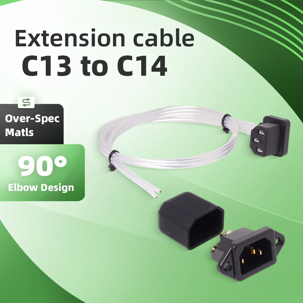 Chassis Computer Power Extension Cable with 90-Degree Bend Three-Prong Ultra-Thin Male/Female Connector (C13 to C14) Enhanced
Chassis Computer Power Extension Cable with 90-Degree Bend Three-Prong Ultra-Thin Male/Female Connector (C13 to C14) Enhanced