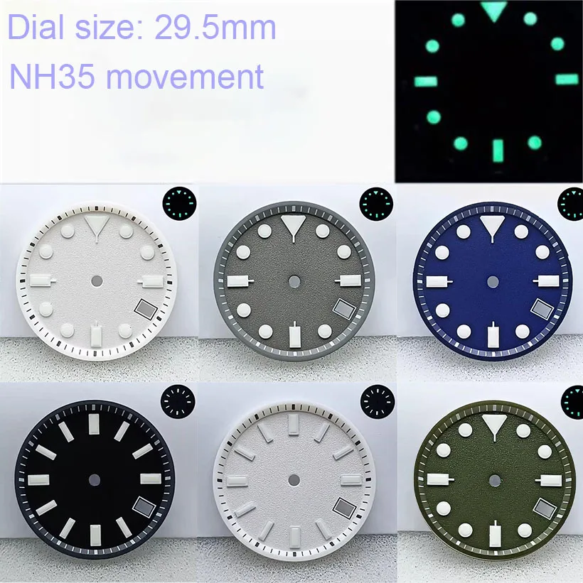 29.5MM Night Light Watch Dial White Black Blue Green Suitable for NH35 Mechanical Movement Watch Accessories Repair Parts
29.5MM Night Light Watch Dial White Black Blue Green Suitable for NH35 Mechanical Movement Watch Accessories Repair Parts