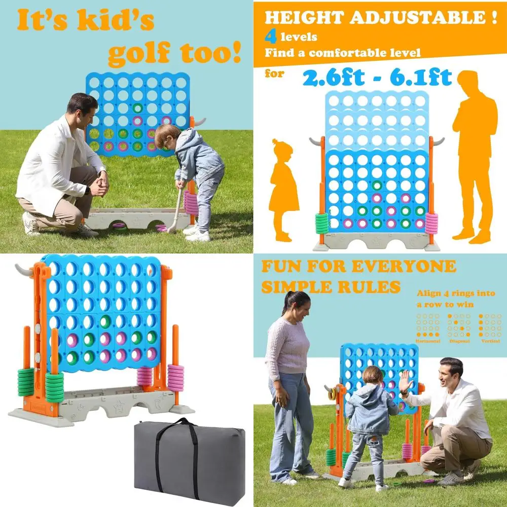 Adjustable 3-in-1 Giant 4-in-a-Row, Jumbo 4-to-Score, Golf & Ring Toss Game, Ideal for Indoor & Outdoor Family Fun, Orange
Adjustable 3-in-1 Giant 4-in-a-Row, Jumbo 4-to-Score, Golf & Ring Toss Game, Ideal for Indoor & Outdoor Family Fun, Orange