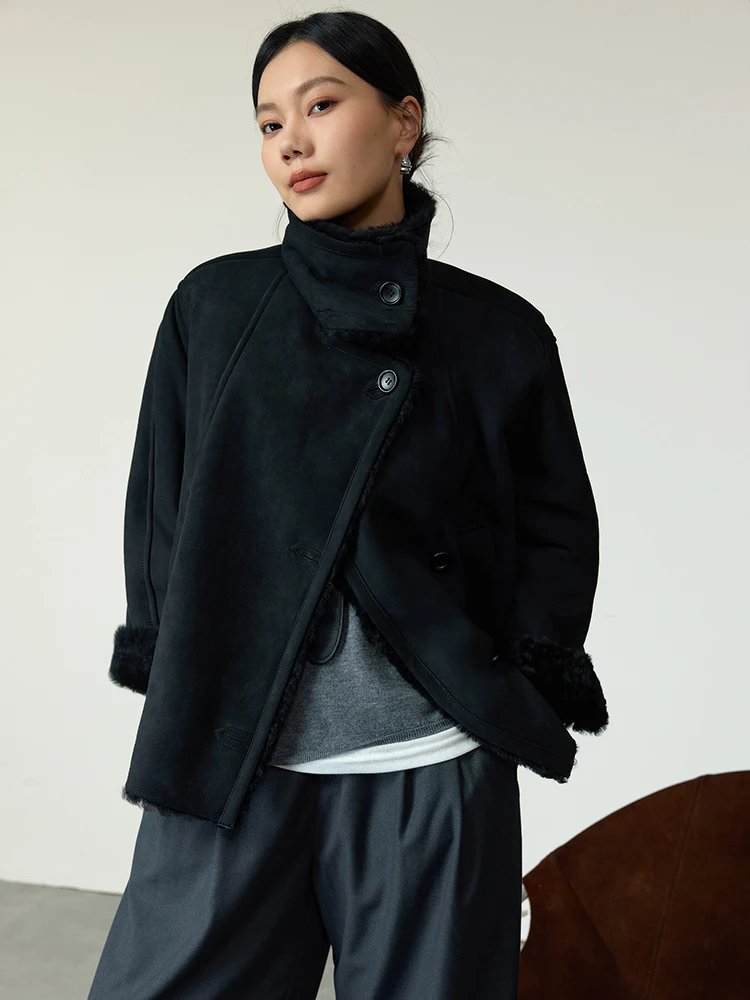 High-end Luxury Merino Sheep Fur Winter Suede Jackets for Women Simple Stand Collar Black Genuine Leather Real Lamb Fur Coat
High-end Luxury Merino Sheep Fur Winter Suede Jackets for Women Simple Stand Collar Black Genuine Leather Real Lamb Fur Coat