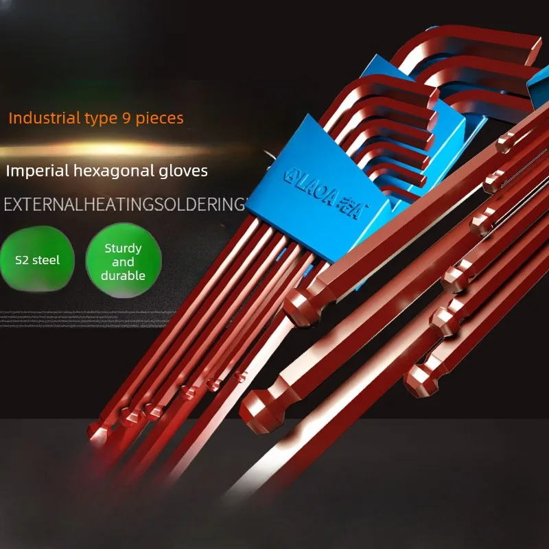 Industrial S2 Alloy Steel 9 Piece Extended Ball End Hex Key Set Imperial Wrenches
Industrial S2 Alloy Steel 9 Piece Extended Ball End Hex Key Set Imperial Wrenches