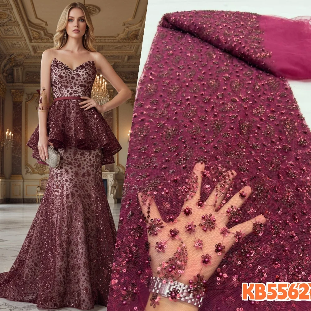 YLS Purple Beads Sequins Tulle Lace Fabric Green 5 Yards Beads French Mesh Fabric for Africa Nigerian Wedding Dress KB5562
YLS Purple Beads Sequins Tulle Lace Fabric Green 5 Yards Beads French Mesh Fabric for Africa Nigerian Wedding Dress KB5562