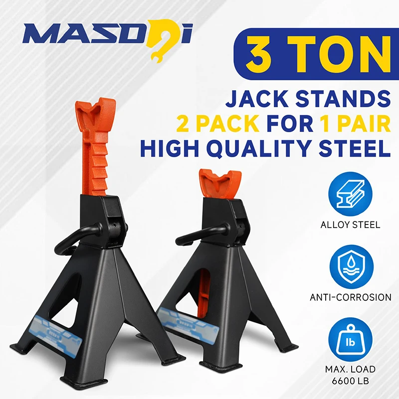 Masdsi High Quality Steel Jack Stands 3 Ton (6,000 LBs) Capacity, 2 Pack, RED & BLACK
Masdsi High Quality Steel Jack Stands 3 Ton (6,000 LBs) Capacity, 2 Pack, RED & BLACK