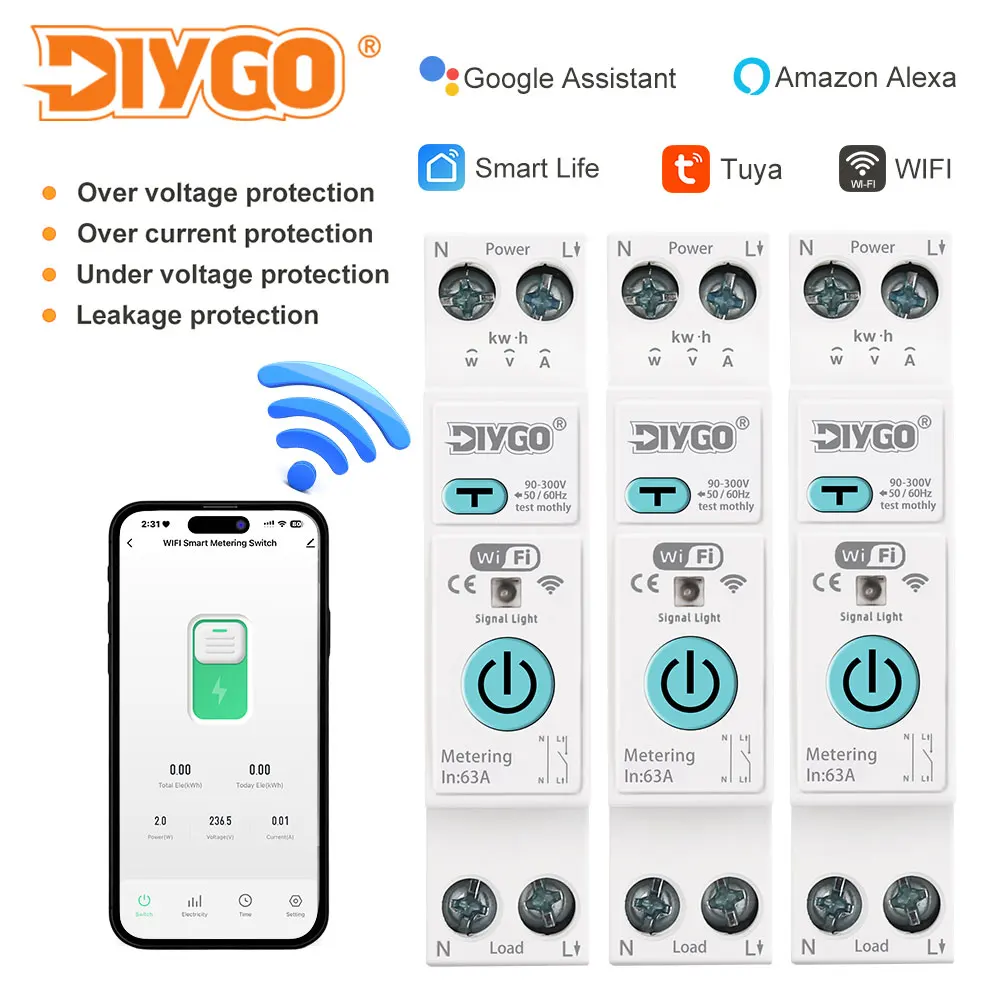 Tuya Circuit Breaker DGB-63TD Voltage Leakage Protection Current Adjustable Wireless Remote Control Smart Switch Timer Relay
Tuya Circuit Breaker DGB-63TD Voltage Leakage Protection Current Adjustable Wireless Remote Control Smart Switch Timer Relay