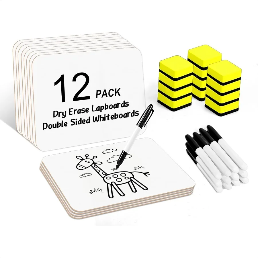 Dry Erase Lapboards 12 Pack Double Sided Dry Erase Lap Boards 9 x 12.5 Inch 12 Markers 12 Erasers Small Dry Erase Boards for Cl
Dry Erase Lapboards 12 Pack Double Sided Dry Erase Lap Boards 9 x 12.5 Inch 12 Markers 12 Erasers Small Dry Erase Boards for Cl