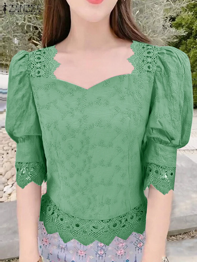 ZANZEA Vintage Lace Tops Women Cotton Blouses 3/4 Sleeve Summer Square Neck Blusas 2025 Hollow Out Casual OL Work Tunics
ZANZEA Vintage Lace Tops Women Cotton Blouses 3/4 Sleeve Summer Square Neck Blusas 2025 Hollow Out Casual OL Work Tunics