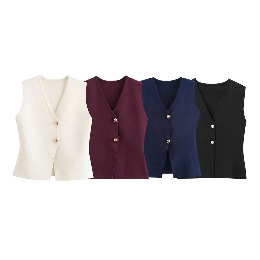 Single Breasted Sleeveless Sweater Solid Color Pullover Knitted Waistcoat Top Ladies Cardigan Korean Style Vest Crop Coat
Single Breasted Sleeveless Sweater Solid Color Pullover Knitted Waistcoat Top Ladies Cardigan Korean Style Vest Crop Coat