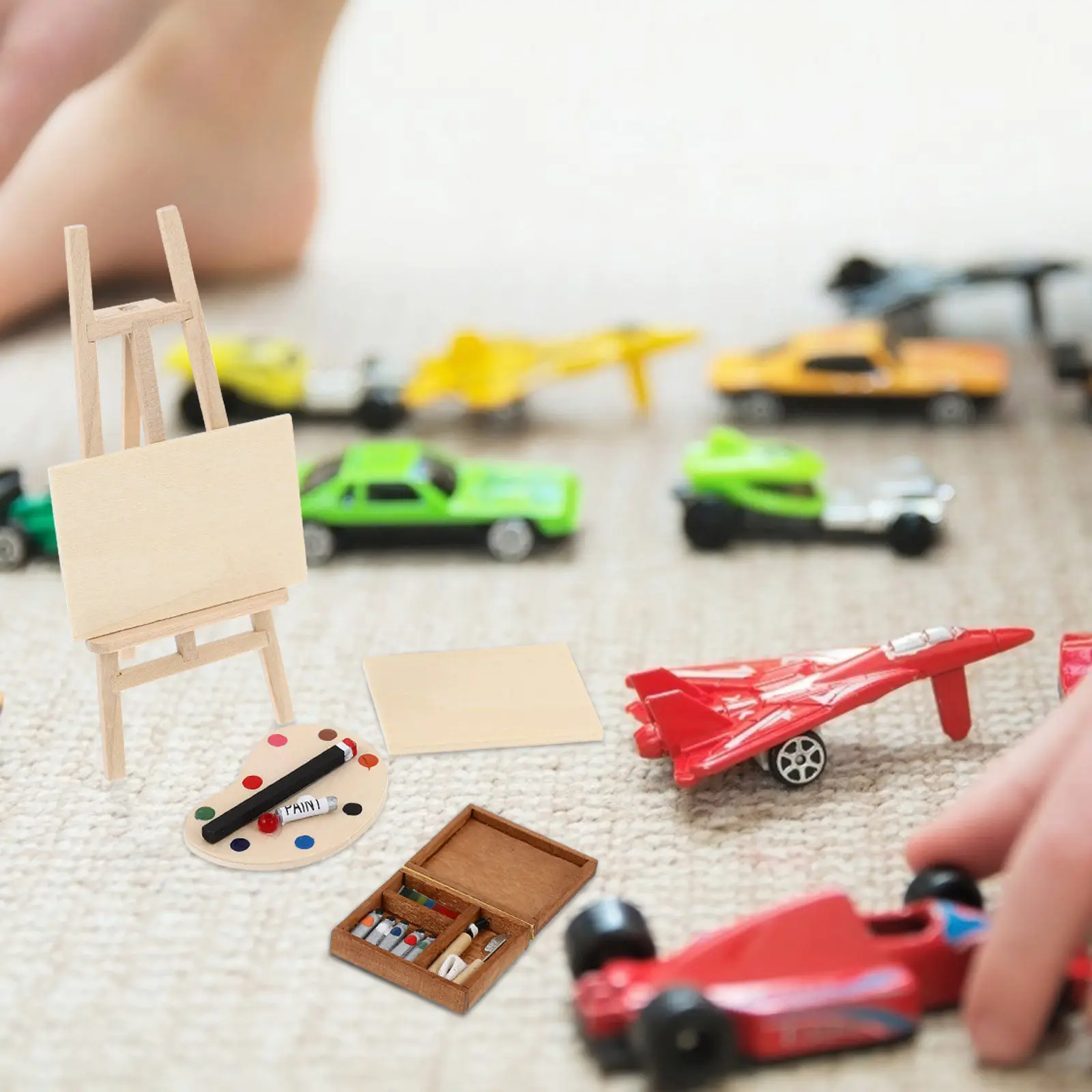 4Pcs Miniature Wooden Easel Painting Set Compact Oil Watercolor Box Mini House Decoration Accessories for Collectors
4Pcs Miniature Wooden Easel Painting Set Compact Oil Watercolor Box Mini House Decoration Accessories for Collectors