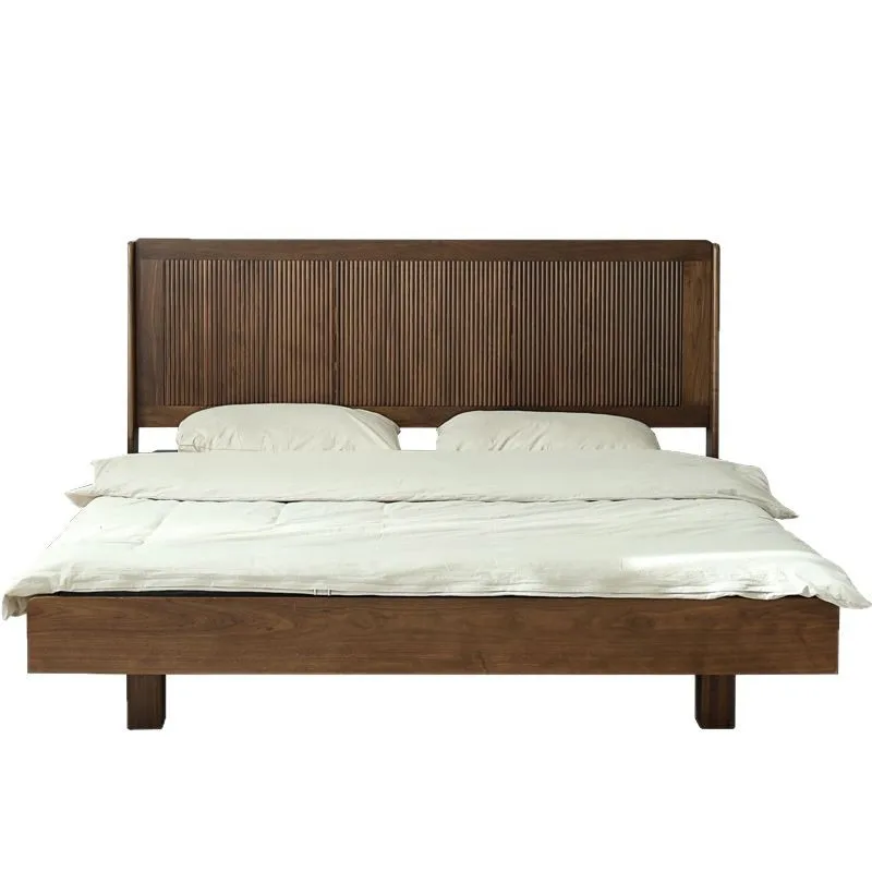 North American black walnut bed bed frame level suspension, Nordic retro tenon and mortise structure, cherry wood usurping 
North American black walnut bed bed frame level suspension, Nordic retro tenon and mortise structure, cherry wood usurping