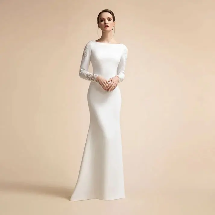 Mermaid Wedding Dress Full Sleeves Lace Applique O Neck Long Sweep Train Formal Party Bride Gowns Women Bridal Dress Custom Made
Mermaid Wedding Dress Full Sleeves Lace Applique O Neck Long Sweep Train Formal Party Bride Gowns Women Bridal Dress Custom Made
