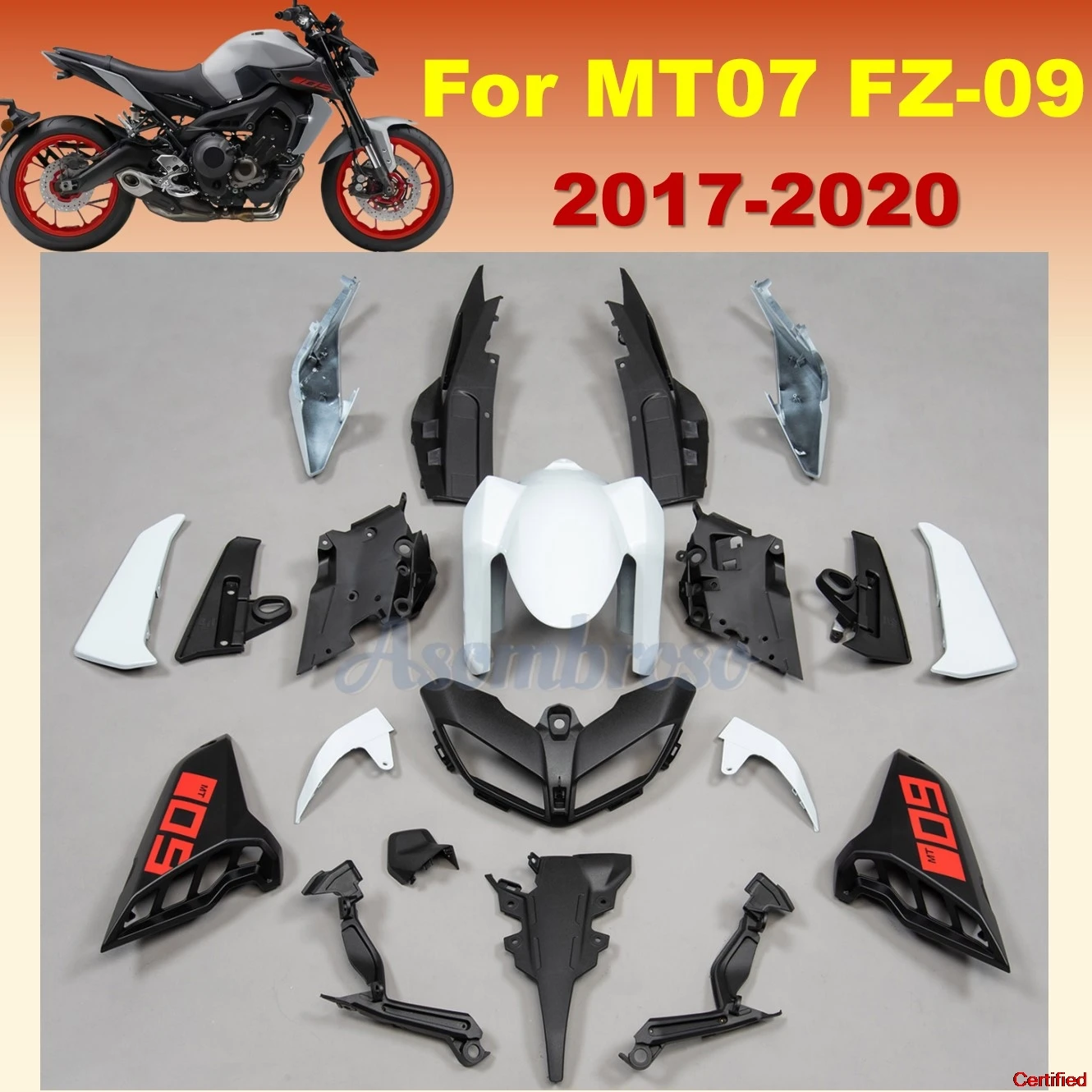 ABS Fairing kit For Yamaha MT 09 2017 - 2020 MT-09 2018 2019 FZ-09 FZ 09 Motorcycle Bodykit Parts | Black White
ABS Fairing kit For Yamaha MT 09 2017 - 2020 MT-09 2018 2019 FZ-09 FZ 09 Motorcycle Bodykit Parts | Black White
