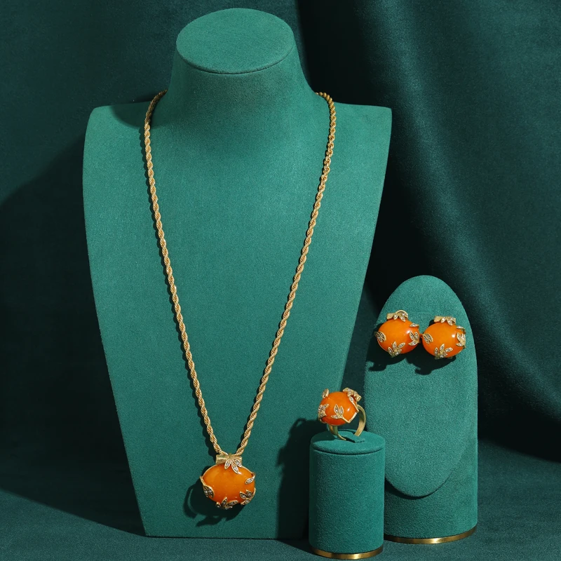 Vintage Round Beeswax Yellow Jewelry Sets Natural Stone High Pendent Necklace Leaf Earrings Zircon Branch Gold Color Accessories
Vintage Round Beeswax Yellow Jewelry Sets Natural Stone High Pendent Necklace Leaf Earrings Zircon Branch Gold Color Accessories