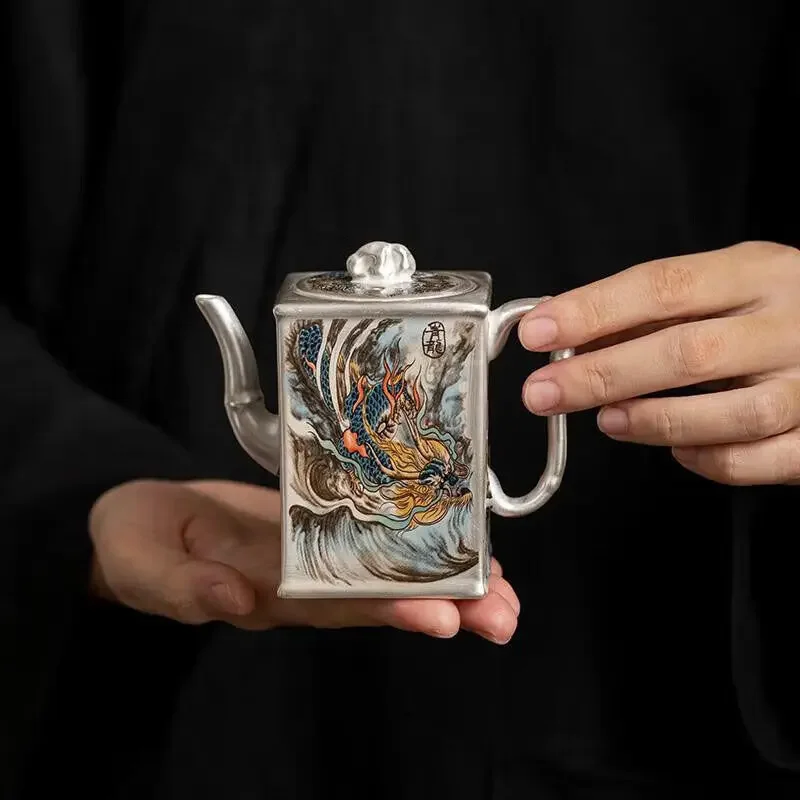 Chinese Gilded Silver Four Divine Beasts Straight Tube Teapot Master Zhou HongJie Silver Paintin Gilded Silver Kung Fu Tea Set
Chinese Gilded Silver Four Divine Beasts Straight Tube Teapot Master Zhou HongJie Silver Paintin Gilded Silver Kung Fu Tea Set