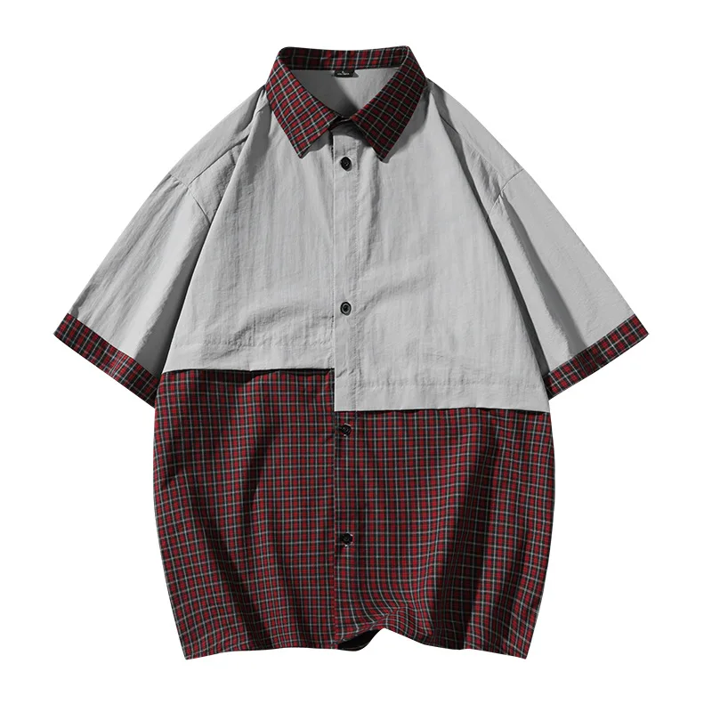 2025 Summer Men's Fake Two Piece Set Trendy Shirt Fashion Splicing Grid Loose Short Sleeve Shirt Jacket New Casual Coat
2025 Summer Men's Fake Two Piece Set Trendy Shirt Fashion Splicing Grid Loose Short Sleeve Shirt Jacket New Casual Coat