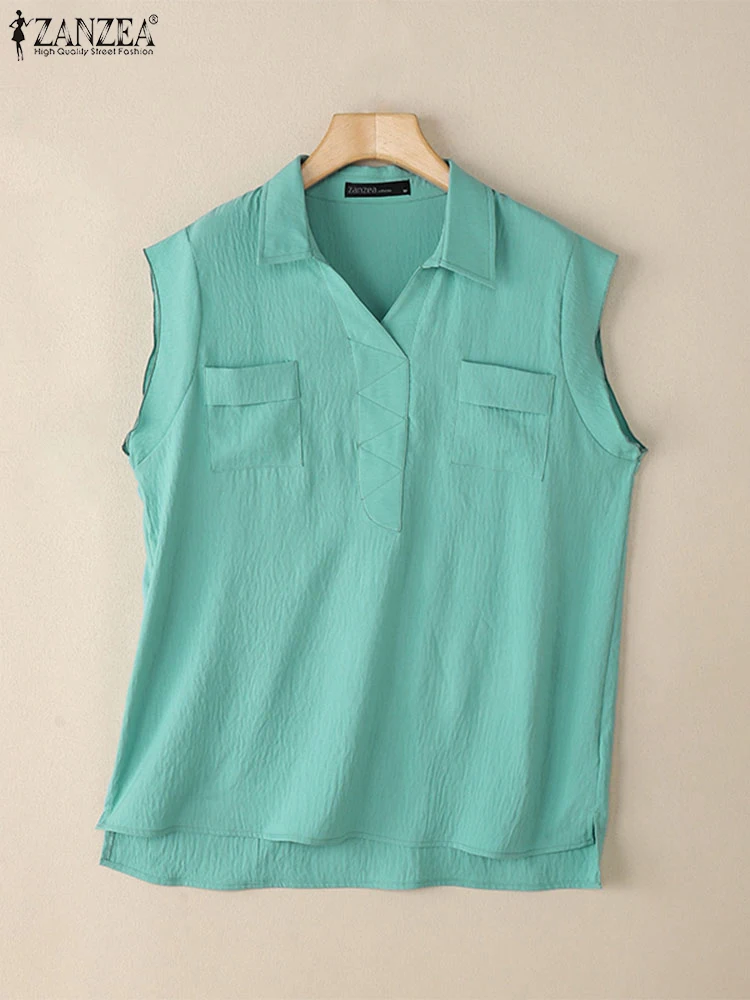 ZANZEA Women Elegant Blouse Vintage Solid Color Tops Sleeveless Lapel Neck Tunic 2025 Casual OL Work Shirts Short Sleeve Blusas
ZANZEA Women Elegant Blouse Vintage Solid Color Tops Sleeveless Lapel Neck Tunic 2025 Casual OL Work Shirts Short Sleeve Blusas