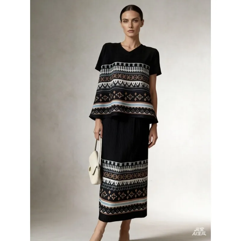 Miyake Pleated Skirt Set Plisse Retro Women 2026 Summer Loose Pleats Full Set Printed Casual Skirt Top Pleat Fold 2-Piece Set
Miyake Pleated Skirt Set Plisse Retro Women 2026 Summer Loose Pleats Full Set Printed Casual Skirt Top Pleat Fold 2-Piece Set