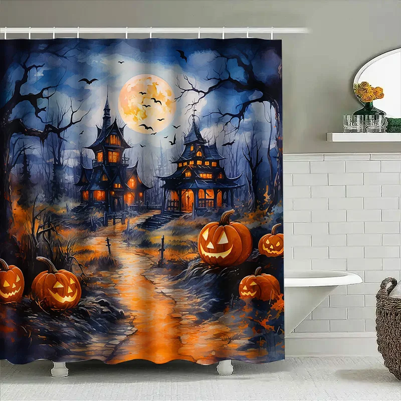 Tuniu Spooky Haunted House Halloween Shower Curtain Dark Forest Pumpkins Backdrop Decor Vintage Wall Decor
Tuniu Spooky Haunted House Halloween Shower Curtain Dark Forest Pumpkins Backdrop Decor Vintage Wall Decor