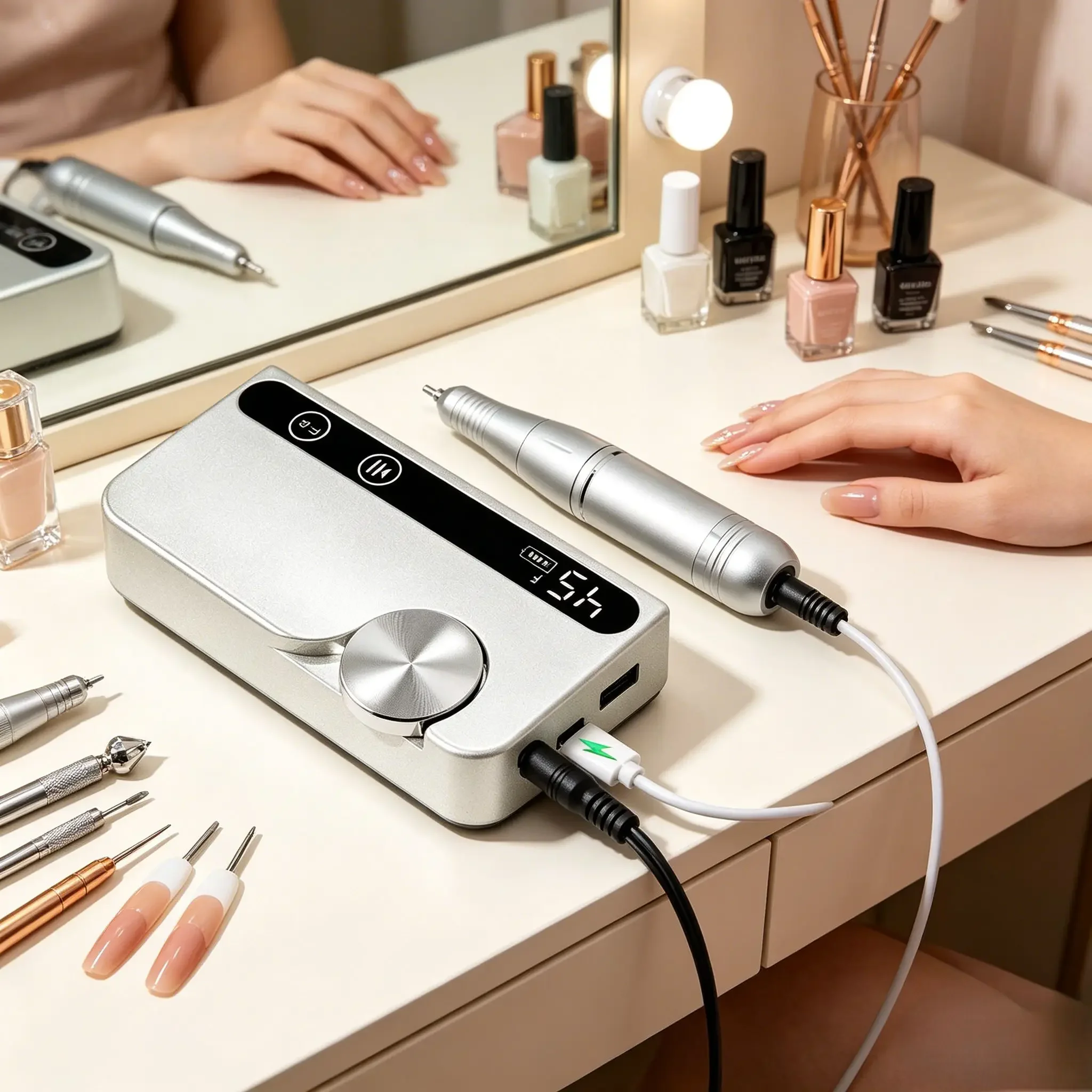 45000RPM Rechargeable Nail Drill, Professional Low Noise Electric Nail Polisher, Ideal for Gel Nails Manicure
45000RPM Rechargeable Nail Drill, Professional Low Noise Electric Nail Polisher, Ideal for Gel Nails Manicure