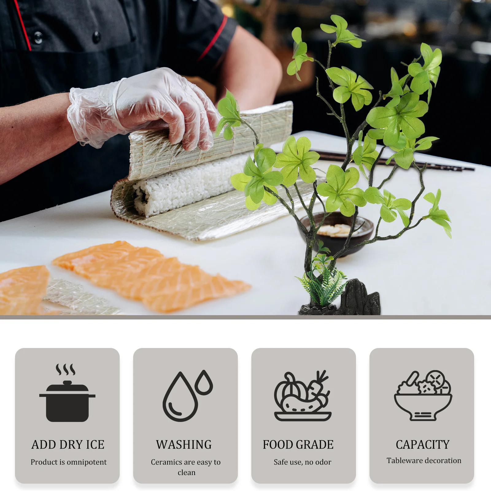 Sushi Plate Decoration Artificial Flower For Cold Dish Japanese Style Fake Plant Ornament Tableware Hotel Restaurant Decor
Sushi Plate Decoration Artificial Flower For Cold Dish Japanese Style Fake Plant Ornament Tableware Hotel Restaurant Decor