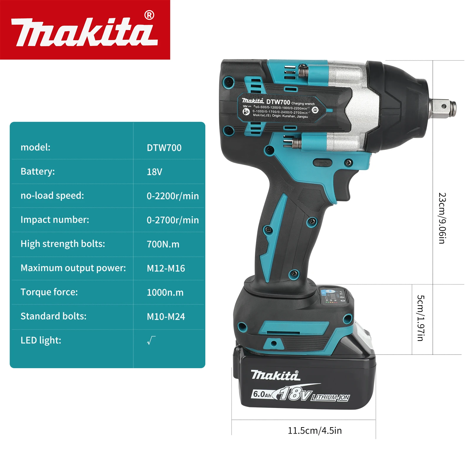 Makita DTW700 18V Brushless Electric Wrench:Cordless Drill Screwdriver,Large Torque Power Tool for Auto Repair&Home DIY
Makita DTW700 18V Brushless Electric Wrench:Cordless Drill Screwdriver,Large Torque Power Tool for Auto Repair&Home DIY