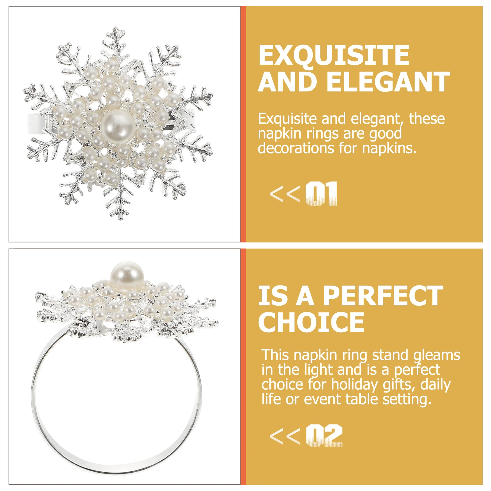 6pcs Napkin Rings Thick Silver Christmas Decor Elegant Pearl Snowflake Tableware Supplies Banquet Home Party Decorations
6pcs Napkin Rings Thick Silver Christmas Decor Elegant Pearl Snowflake Tableware Supplies Banquet Home Party Decorations