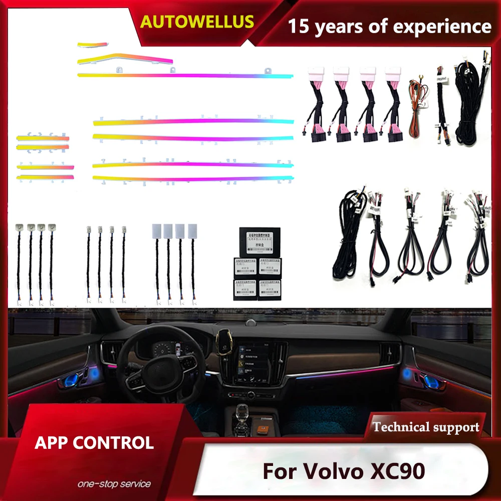 Car LED Ambient light for Volvo XC90 2015-2024 Door light guide strip lighting button APP control
Car LED Ambient light for Volvo XC90 2015-2024 Door light guide strip lighting button APP control