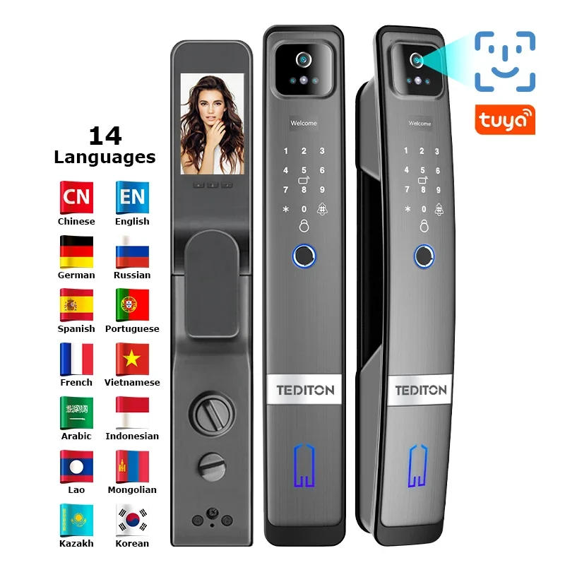 Tediton Smart Hot Sale Password home Fingerprint Face Recognition Door Lock with Tuya app
Tediton Smart Hot Sale Password home Fingerprint Face Recognition Door Lock with Tuya app