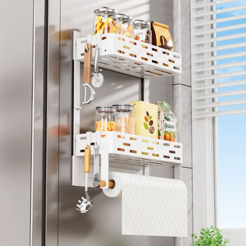 Magnetic refrigerator shelf Wall hanging No punching Refrigerator side hanger Folding kitchen roll paper rack Magnetic fragrance
Magnetic refrigerator shelf Wall hanging No punching Refrigerator side hanger Folding kitchen roll paper rack Magnetic fragrance