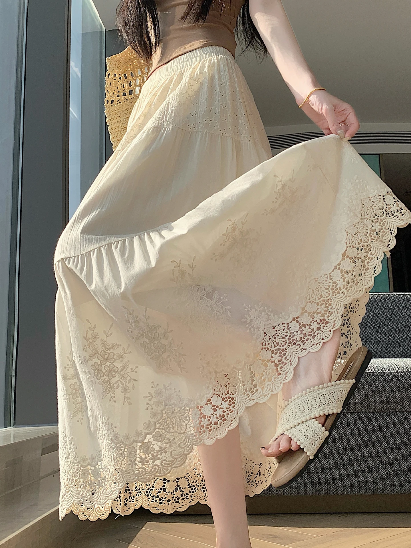 Romantic Lace Trim A-Line Skirt Women's Summer New Style Fairy Atmosphere Wide Flounce Cake Skirt Breathable Skin-Friendly
Romantic Lace Trim A-Line Skirt Women's Summer New Style Fairy Atmosphere Wide Flounce Cake Skirt Breathable Skin-Friendly