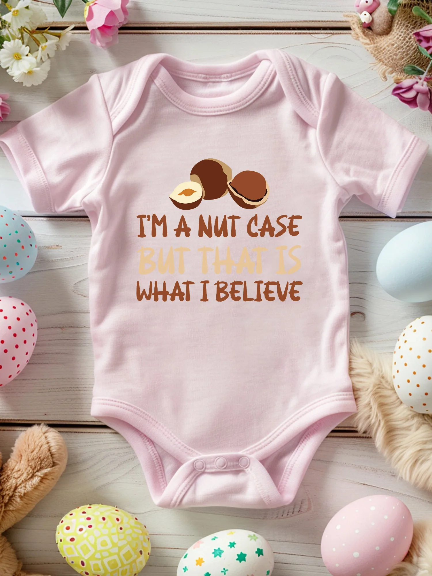 I'm A Nut Case Unisex Baby Crawling Suit, 100% Cotton Soft Onesie, All-Season Wear Pink Bodysuit 190GSM
I'm A Nut Case Unisex Baby Crawling Suit, 100% Cotton Soft Onesie, All-Season Wear Pink Bodysuit 190GSM