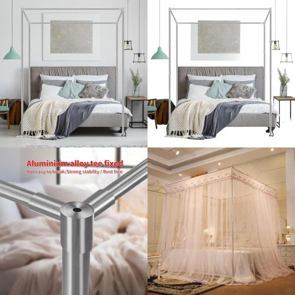 Sturdy King-Size Canopy Bed Frame with Thickened Stainless Steel, 4-Corner Support, Suitable for Metal/Wood Beds, Perfect for Be
Sturdy King-Size Canopy Bed Frame with Thickened Stainless Steel, 4-Corner Support, Suitable for Metal/Wood Beds, Perfect for Be
