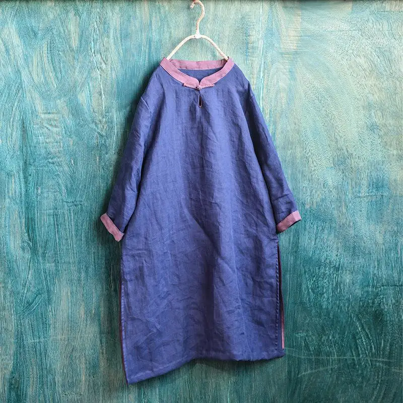 New Arrival Spring Arts Style Patchwork Stand Collar Loose Knee-length Dress Women Vintage Cotton Linen Dresses Top Quality 3815
New Arrival Spring Arts Style Patchwork Stand Collar Loose Knee-length Dress Women Vintage Cotton Linen Dresses Top Quality 3815