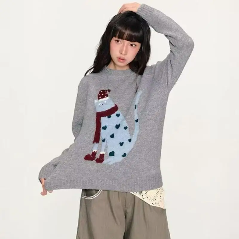 American Style Vintage Women Long Sleeve Knit Sweater Spring and Autumn New High End Soft Loose Round Neck Pullover Knitwear
American Style Vintage Women Long Sleeve Knit Sweater Spring and Autumn New High End Soft Loose Round Neck Pullover Knitwear