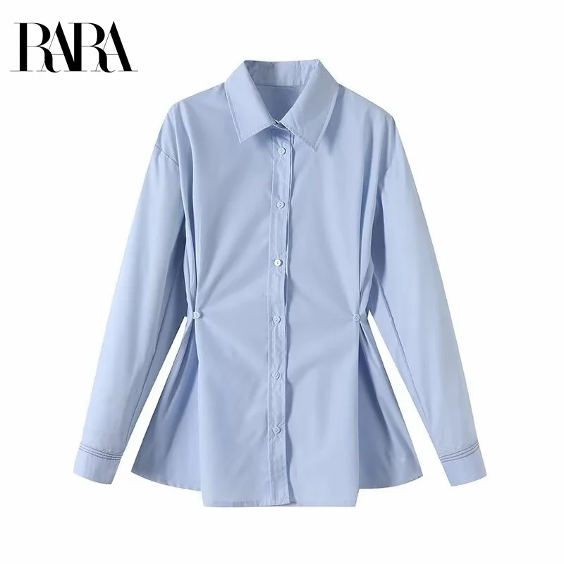 RARA Women's Casual Simple Loose Turn - down Collar Long - sleeve Shirt with Waist Button Waist - cinching Decoration
RARA Women's Casual Simple Loose Turn - down Collar Long - sleeve Shirt with Waist Button Waist - cinching Decoration