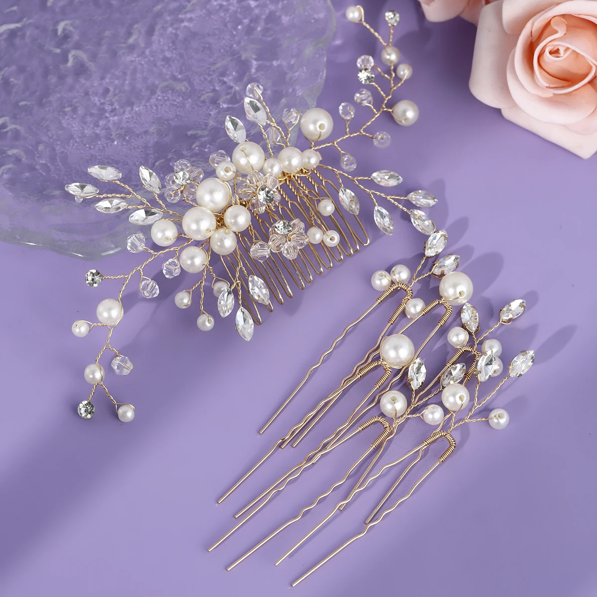 7 шт., золотая элегантная заколка для волос с жемчугом и бисером, набор гребней для волос, модные свадебные головные уборы, ювелирные изделия, аксессуары для волос 
7 шт., золотая элегантная заколка для волос с жемчугом и бисером, набор гребней для волос, модные свадебные головные уборы, ювелирные изделия, аксессуары для волос