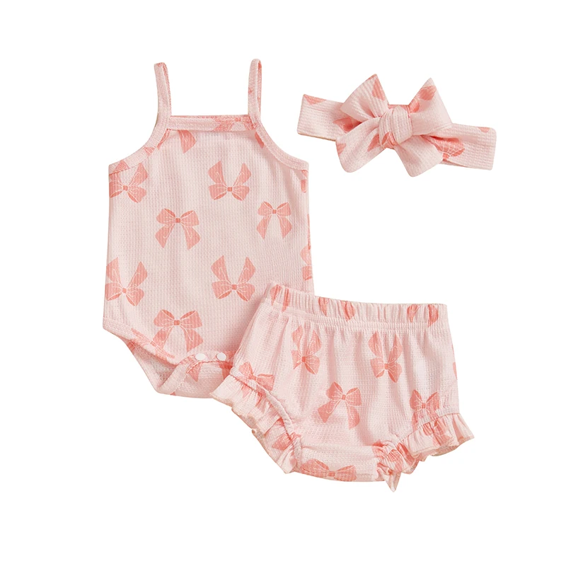 Baby Girl Summer Outfits Bowknot Print Sleeveless Romper Shorts Headband 3Pcs Clothes Set
Baby Girl Summer Outfits Bowknot Print Sleeveless Romper Shorts Headband 3Pcs Clothes Set