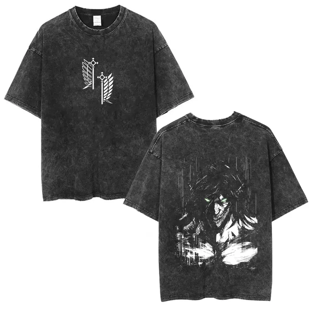 Washed Vintage Anime Attack on Titan Eren Jaeger Face Graphic T Shirt Men Women Manga Oversized T-shirts Male Cosplay Streetwear
Washed Vintage Anime Attack on Titan Eren Jaeger Face Graphic T Shirt Men Women Manga Oversized T-shirts Male Cosplay Streetwear
