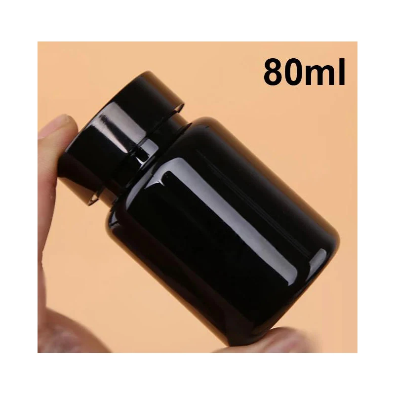 (100PCS/Lot) NEW 80ML Black Color PET Bottle With Screw Metal Black Cap, Capsule Bottle, 80CC Empty Bottlles For Health Products
(100PCS/Lot) NEW 80ML Black Color PET Bottle With Screw Metal Black Cap, Capsule Bottle, 80CC Empty Bottlles For Health Products
