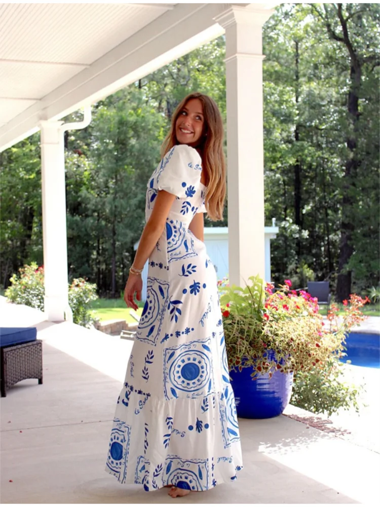 Puff Sleeve Print Maxi Dress 2026 Women High Waist Square Neck Flowy A-line Dresses Casual Holiday Street Boho Chic Vestidos
Puff Sleeve Print Maxi Dress 2026 Women High Waist Square Neck Flowy A-line Dresses Casual Holiday Street Boho Chic Vestidos
