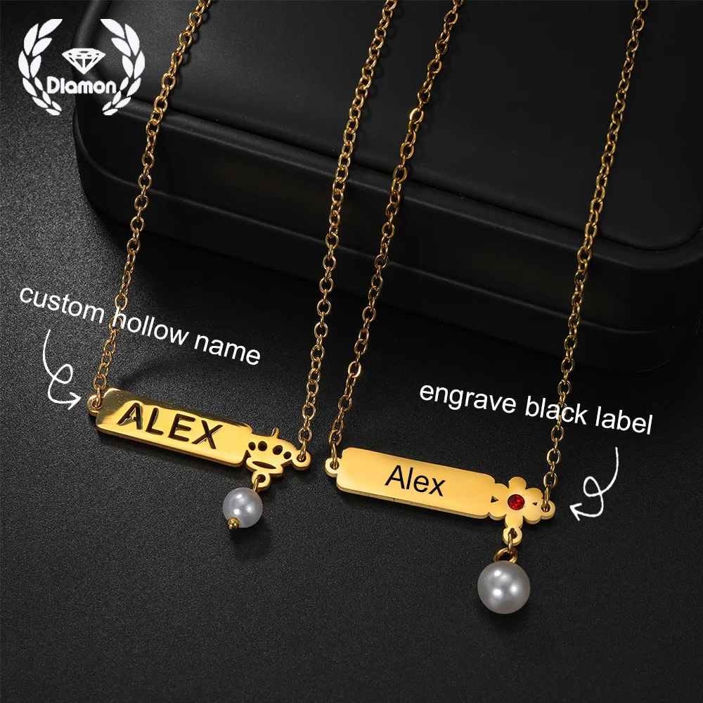 Diamon Custom Engraved Name Pendant Necklace Hang Imitation Pearl with Red Zircon Stone Stainless Steel Jewelry for Women Gift
Diamon Custom Engraved Name Pendant Necklace Hang Imitation Pearl with Red Zircon Stone Stainless Steel Jewelry for Women Gift
