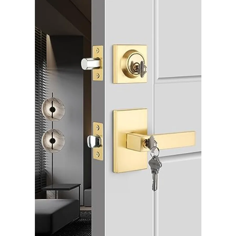Exterior Door Lock Set, Front Door Lock Set with Deadbolt, Square Contemporary Brushed Front Door Lock Sets, Heavy Duty Zinc-al
Exterior Door Lock Set, Front Door Lock Set with Deadbolt, Square Contemporary Brushed Front Door Lock Sets, Heavy Duty Zinc-al