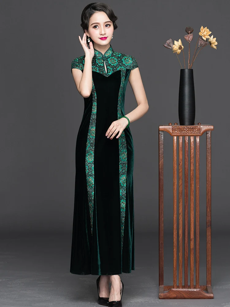Ele Long Velvet Qipao Dr for Women High-End Gold Velvet Evening Gown Vintage Sle Floral Patterned Ball Dr
Ele Long Velvet Qipao Dr for Women High-End Gold Velvet Evening Gown Vintage Sle Floral Patterned Ball Dr